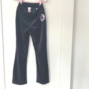 Juicy Couture Black Velour Joggers with Purple Logo Crest